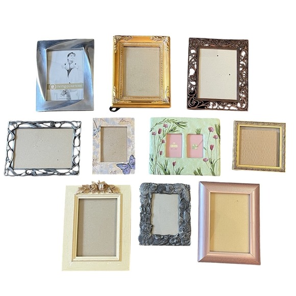 Vtg Lot 10 Silver Gold Metal Picture‎ Frames Ornate Fairy Gallery Wall Whimsical